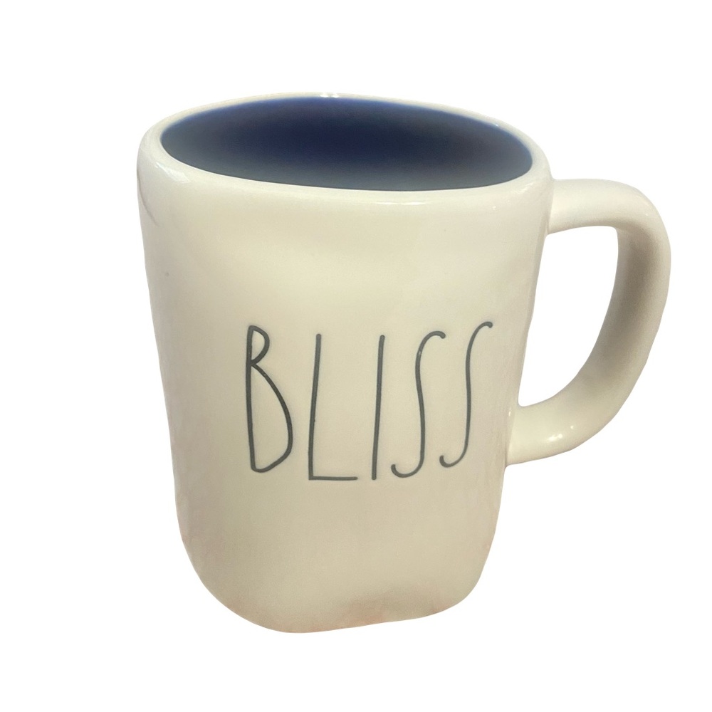 Rae Dunn Bliss Mug with Cream and Navy Design